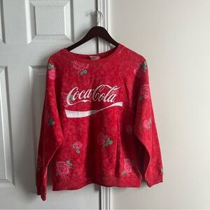 Womens red Coca Cola floral print sweatshirt